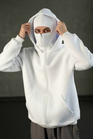 ZERODAS Ski Mask Hoodie with Balaclava Face Mask in White