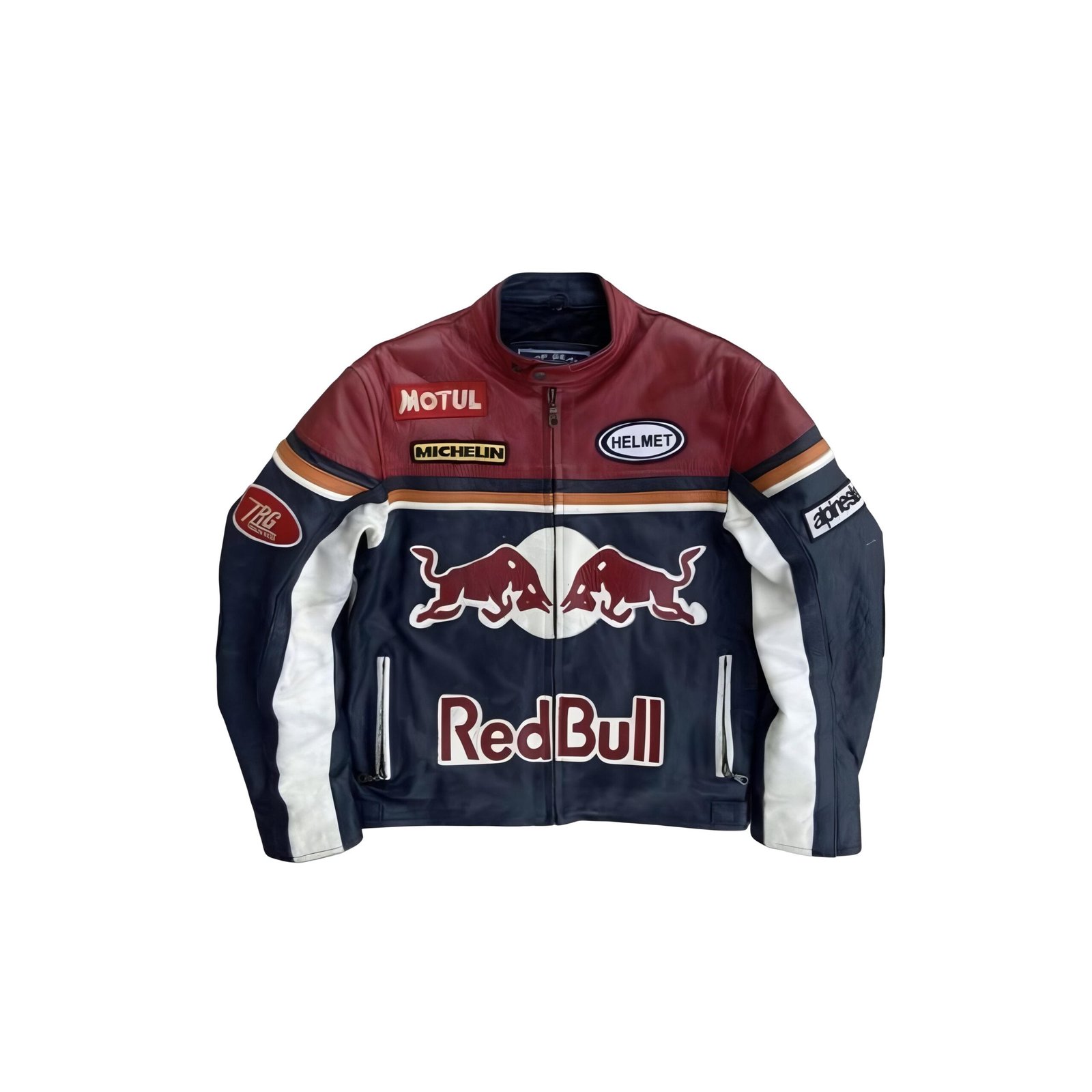 Red Bull leather racing jacket - premium motorsport streetwear for racing fans