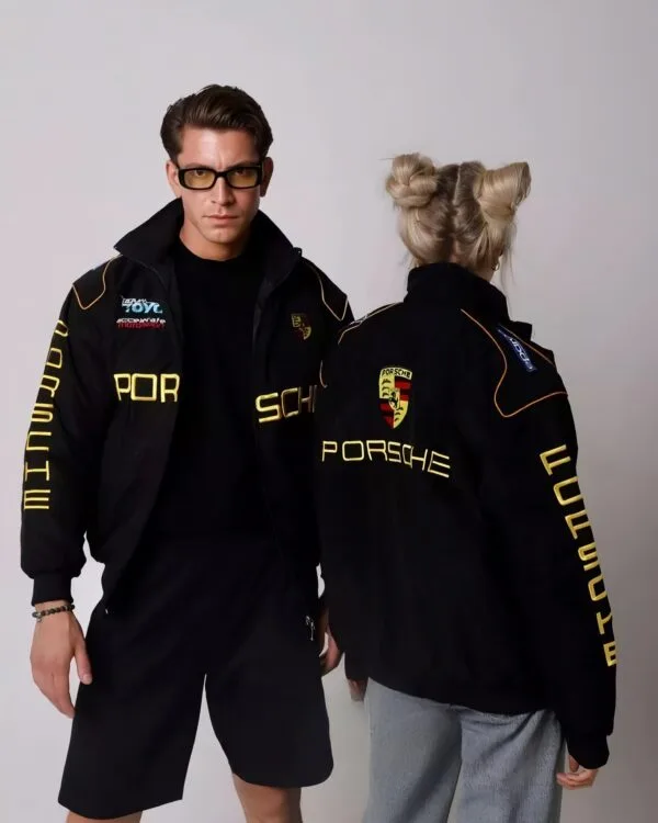 Premium Porsche Racing jacket featuring a sleek design with embroidered details and a stylish fit.