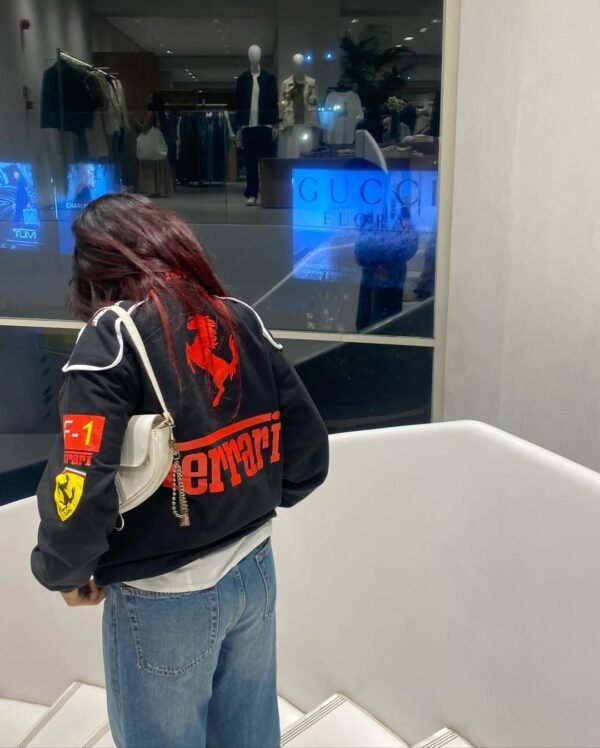 Back design of Zerodas Black F1 Racing Jacket Ferrari edition
