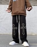 Back view of Graphic Cross Straight Fit Pants by Zerodas