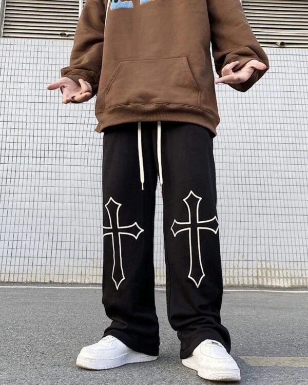 Back view of Graphic Cross Straight Fit Pants by Zerodas